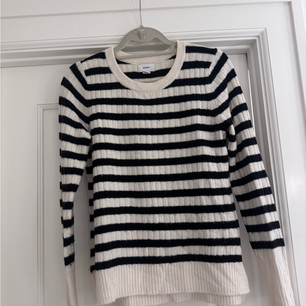 Old Navy Striped Crew Neck Sweater - Black and Cream